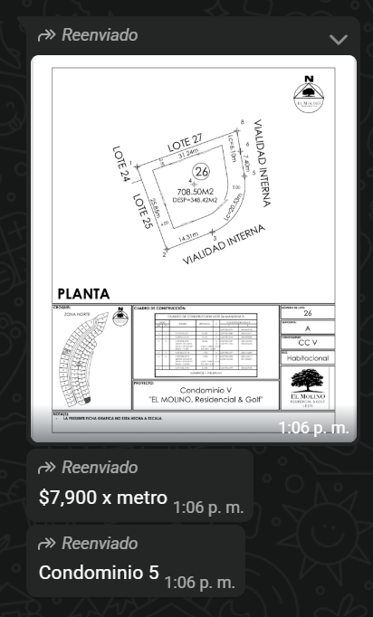 Ficha del terreno · El Molino Residencial & Golf